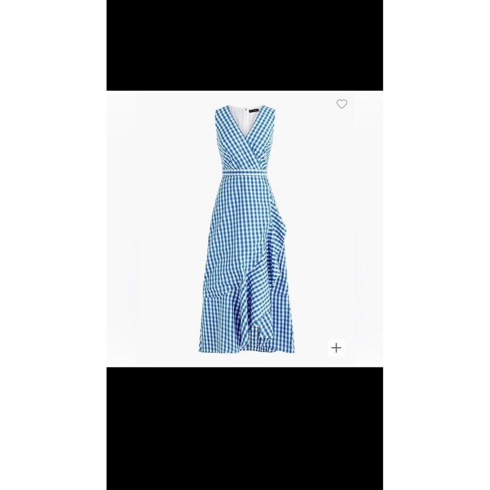 NWT J Crew Dress Gingham V Neck Wrap Maxi Ruffle Sz 14 Lined Cottage Chic